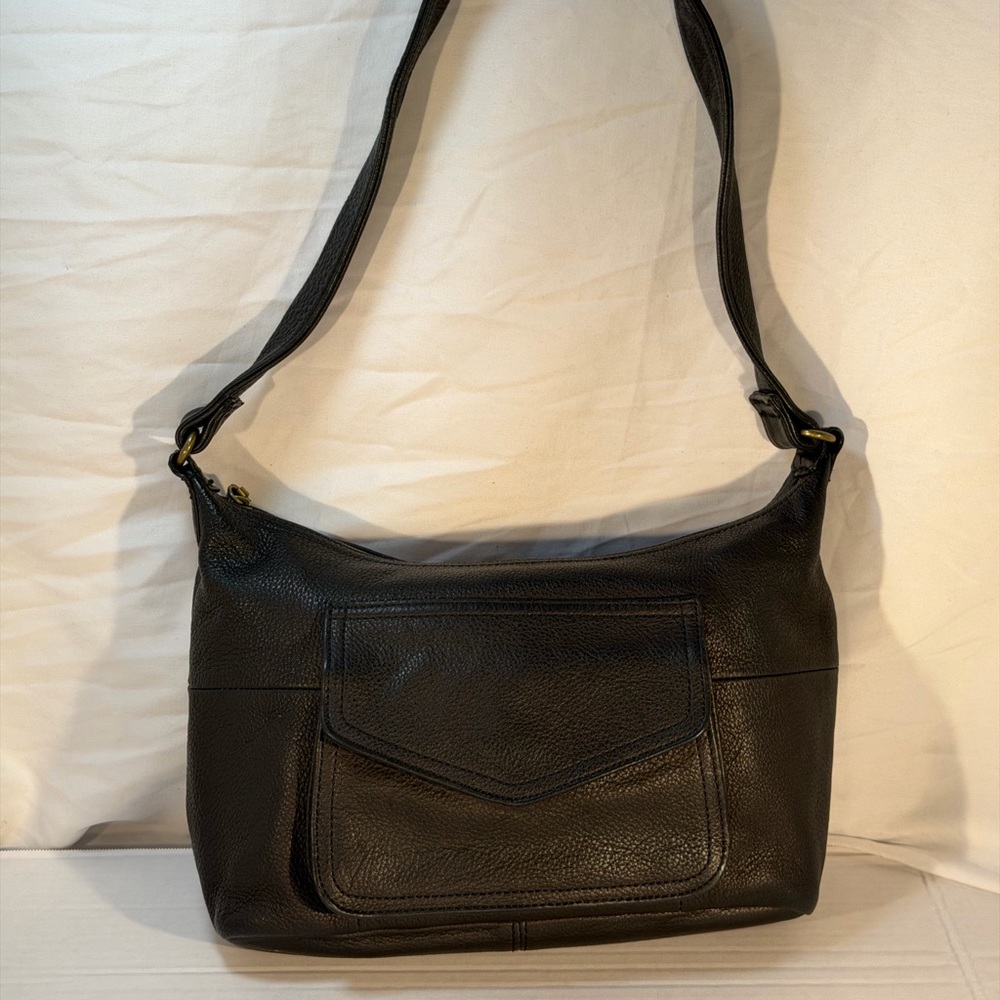 Vintage Fossil 2954 Black Leather Shoulder Bag